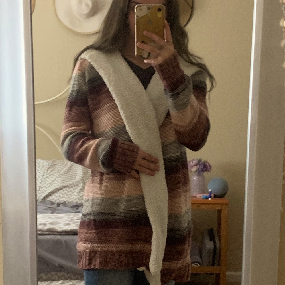 Cardigan with fleece lining